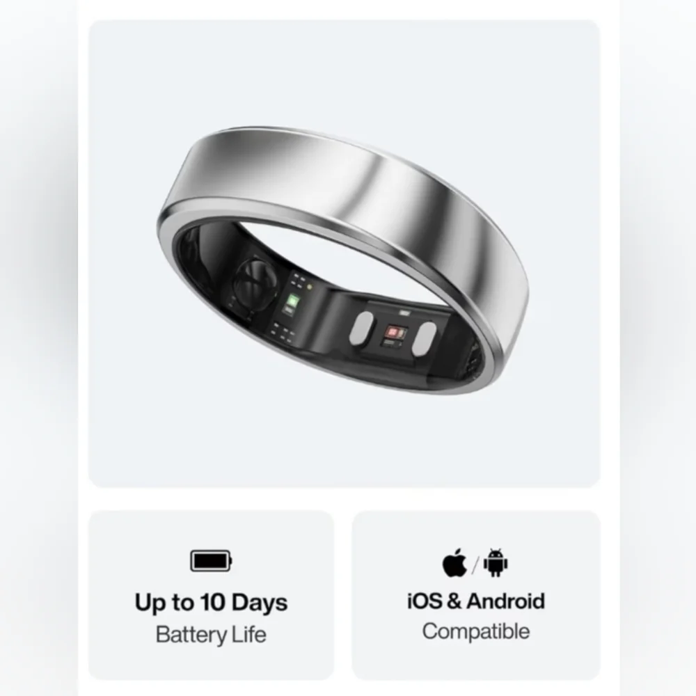 RingConn Gen 2 Air, Ultra-Thin AI Smart Ring, Galaxy Silver, Size 9